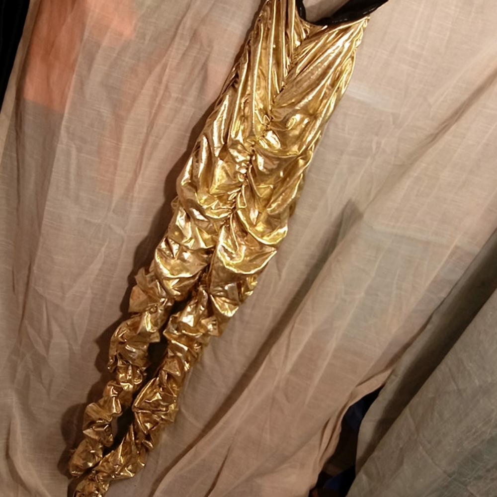 Sleeveless scrunchy gold jump suit NWOT